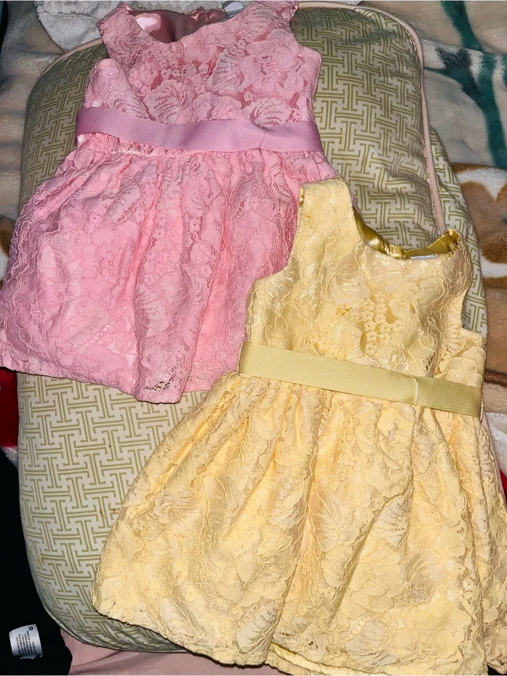 Children’s place Girls Pink and yellow Lace Skirted Bottom with Bow 12-18m